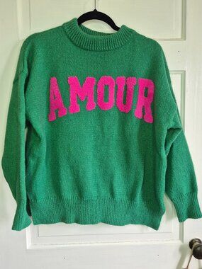green sweater